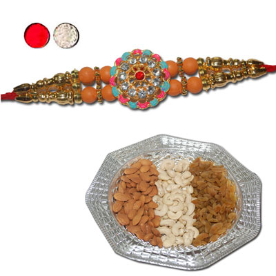 "Rakhi - FR- 8360 A (Single Rakhi) , Dryfruit Thali - code RD700 - Click here to View more details about this Product